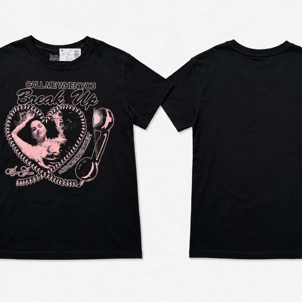 NWT Selena Gomez Black Tee with Pink Graphic Size medium